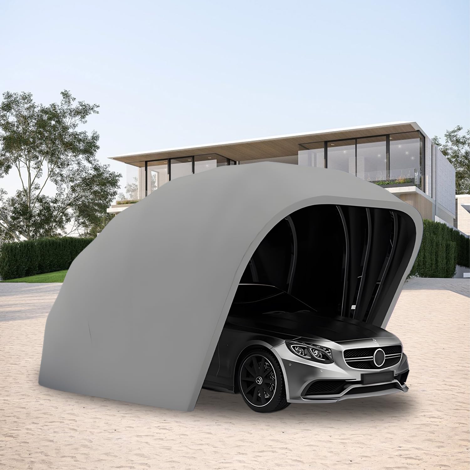 Garage ritrattabile semiautomatico, riparo portatile per auto per protezione di parcheggio all'aperto