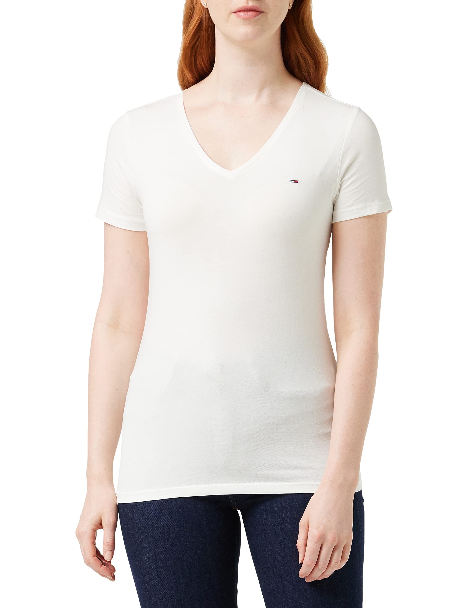TOMMY JEANSWomen's Tjw Skinny Stretch V Neck T-Shirt