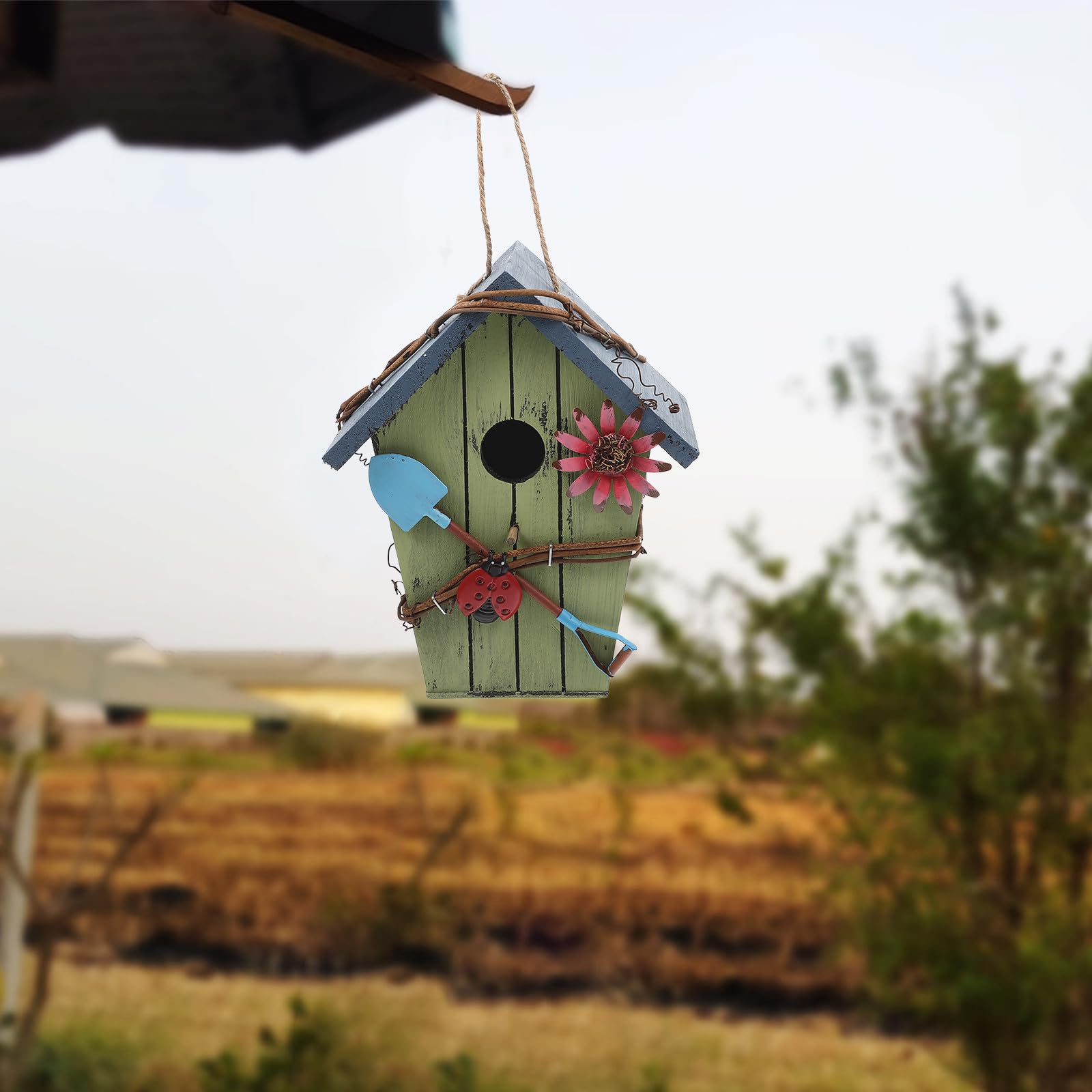 2 Stück Vogelhaus zum Aufhängen Dekoratives Vogelhaus im Hausform Design für Balkon und Außenbereich Wetterfest für Gelbe Vögel und Lerchen