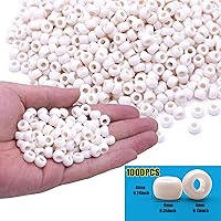 Vista 2 de 1000 Piezas Cuentas Pony Pulsera 0.354 in Cuentas Pony de Plástico Beige Cilíndricas para Collar, Cuentas de Cabello para Trenzas, Llavero