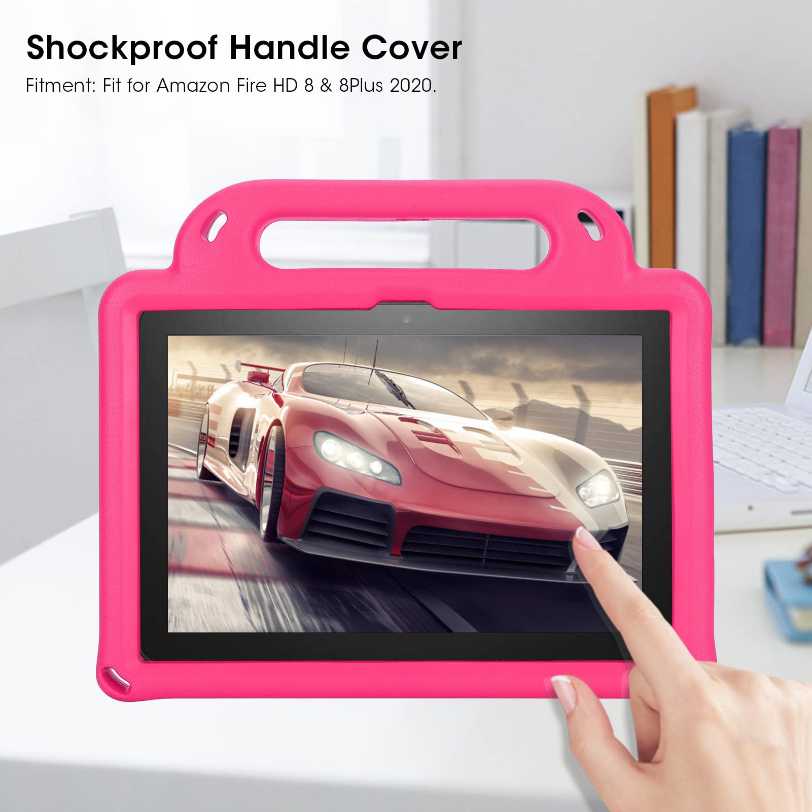 Custodia per bambini per tablet Fire HD 8 (compatibile con dispositivi di 10ª generazione, modello 2020), Rosa