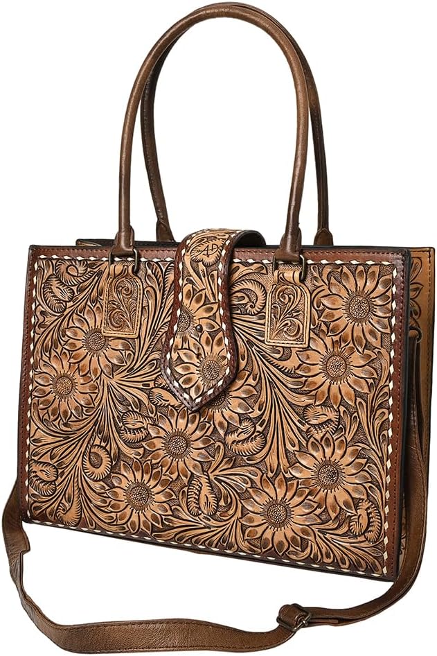 American Darling Tote Hand Tooled Genuine Leather Western...