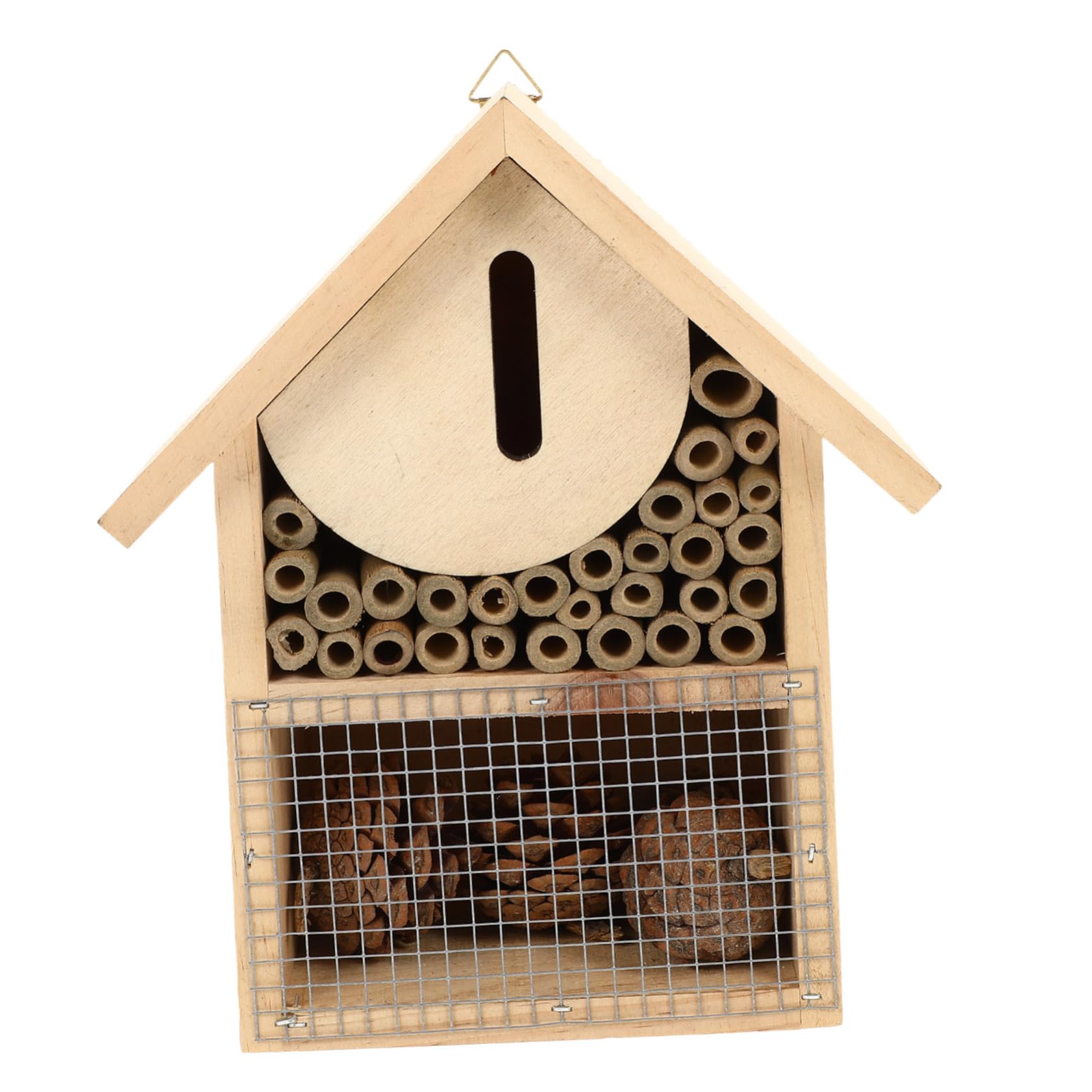 Wetterfestes Bienenhaus aus Holz zum Aufhängen Wildbienenhotel für Garten Insektenhotel Nisthilfe für Marienkäfer und Schmetterlinge Natürlicher Holzbau