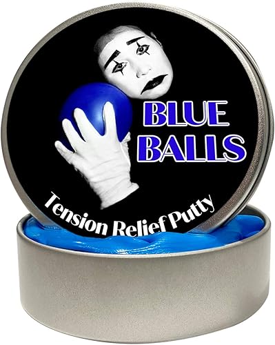 Gears Out Blue Balls - Masilla para aliviar la tensión, divertida masilla de estrés para hombres, juguete para ansiedad, azul, lata de metal
