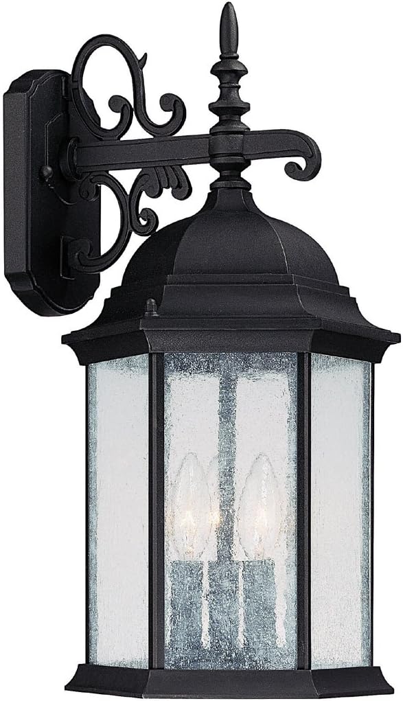 Capital Lighting 9834BK Main Street Seeded Glass Outdoor Wall Sconce, 19" H x 10" W, 3-Light 180 Total Watts, Black