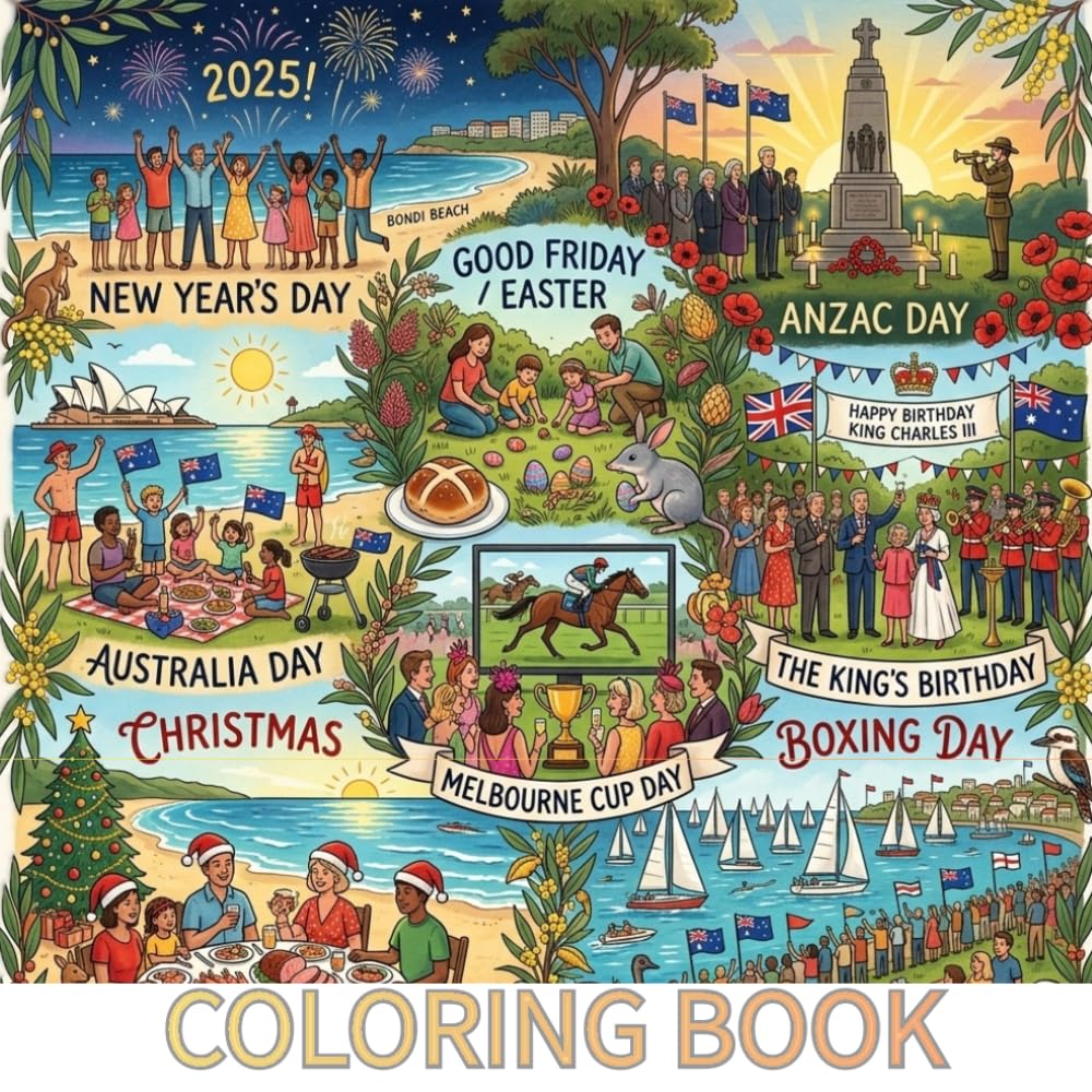 Australian culture coloring book: A Cultural Coloring Book Featuring Traditional Holidays and Celebrations of Australia