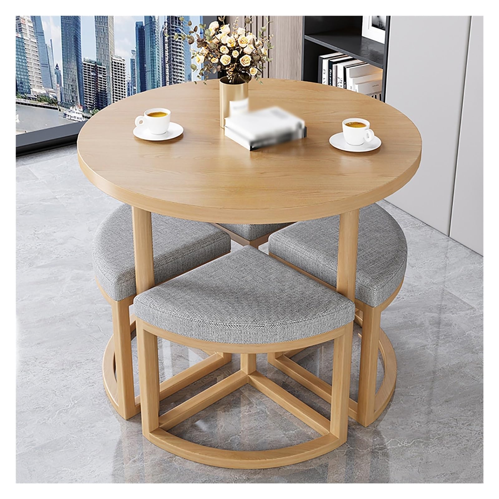 Amazon.co.jp: 椅子丸テーブルセット、椅子 4 脚付きの円形会議