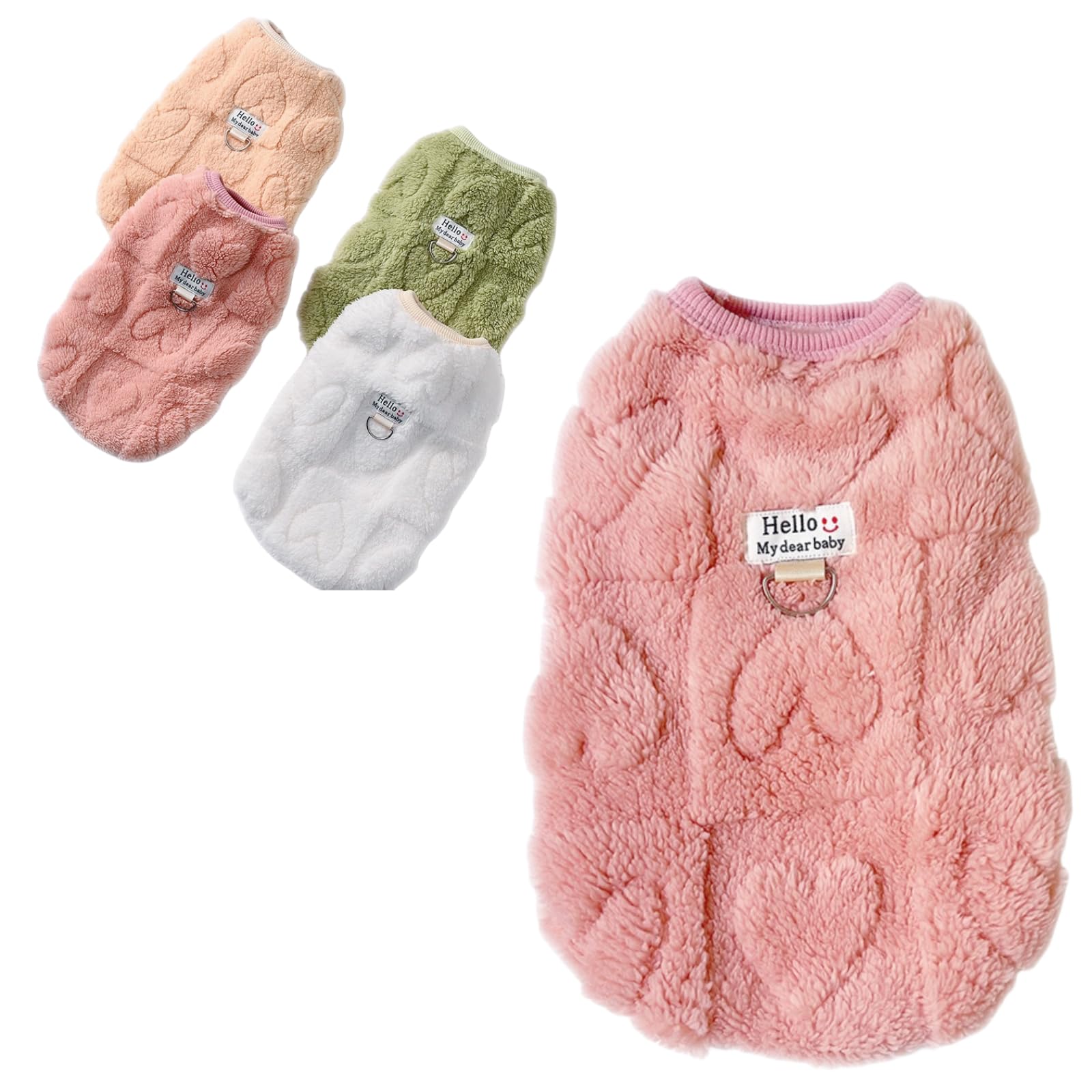 JatmiraWarm Cat Apparel Cute Fluffy Cat Sweatshirt Cartoon Kitten Winter Coat Pullover Soft Skin-Friendly Knitwear (Large, Pink)