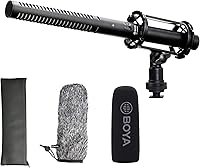 Vista 1 de BOYA Micrófono XLR, Micrófono Shotgun BY-BM6060 con Montura de Choque y Cubierta Antiviento para Cámara DSLR, Micrófonos Condensadores Profesionales