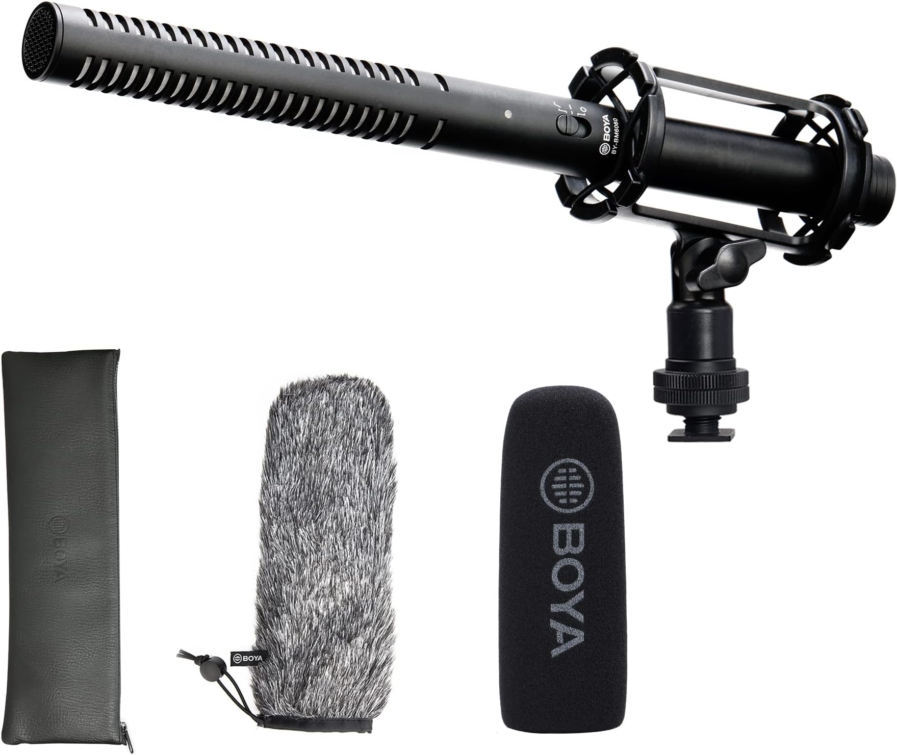 - XLR Microphone, Shotgun Microphone BY-BM6060 with Shockmount Windscreen Mic for Camera DSLR External Condenser Professional Microphones for Video Interview ENG Film