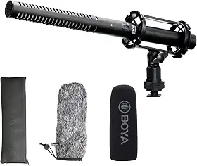 BOYA Microfone XLR, microfone espingarda BY-BM6060 com microfone de para-brisa de montagem em choque para câmera DSLR externa, condensador externo, microfones profissionais para entrevista