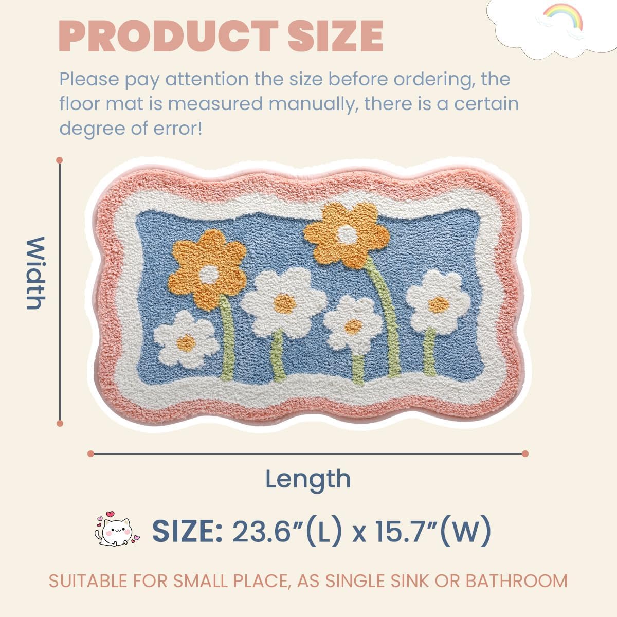 Simplicity Flower Bathroom Mat Non Slip Bath Rug Extra Absorbent and Soft Microfiber Bath Carpet Machine Washable Bath Rug for The Entrance of The Door, Bathroom and Bedroom (24
