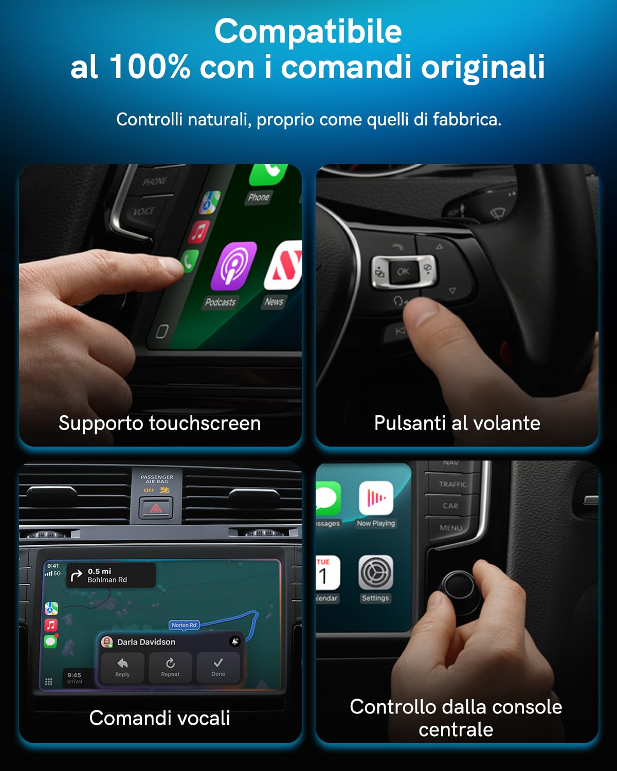 Adattatore Wireless 2 in 1 per Android Auto e CarPlay – Trasforma CarPlay cablato in wireless, con adattatore USB-C, WiFi 5.8GHz, facile da usare, mini e stabile, compatibile con iOS 10+ e Android 11+