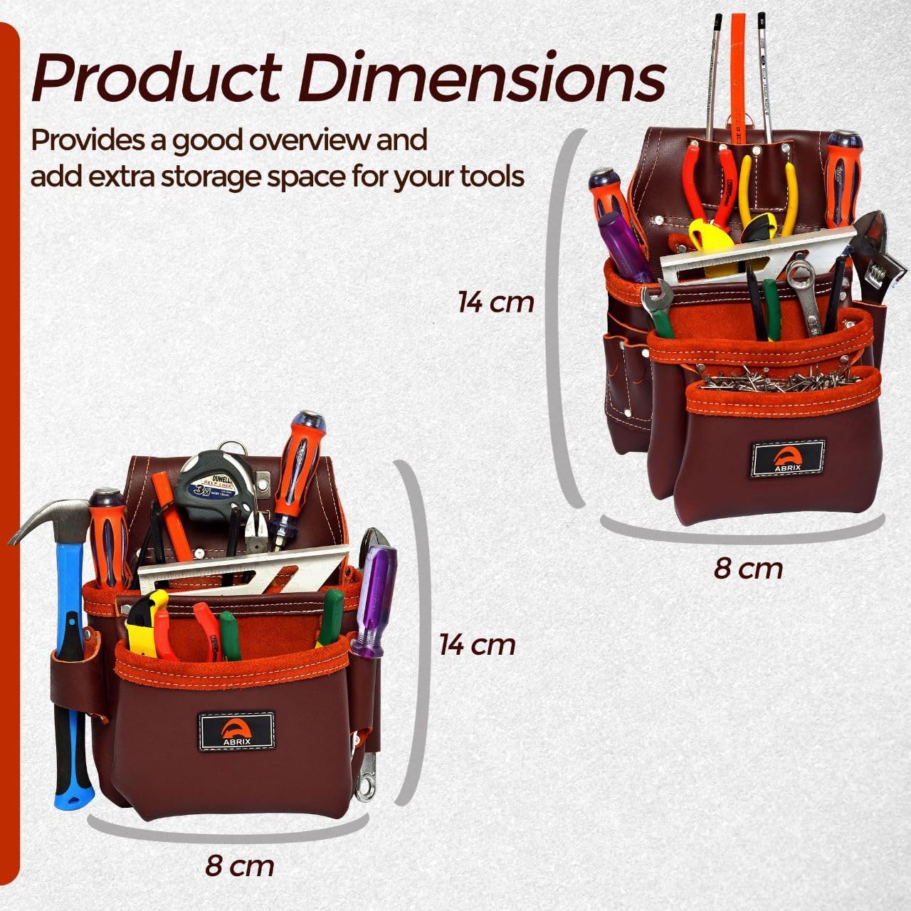 ABRIX Heavy Duty Grain Leather Tool Belt for Men Framing Rig 28 Pockets Carpenter Tool Belt with Suspender Padded construction belt pauchas (Extra Large, 26 Pocket Maroon)