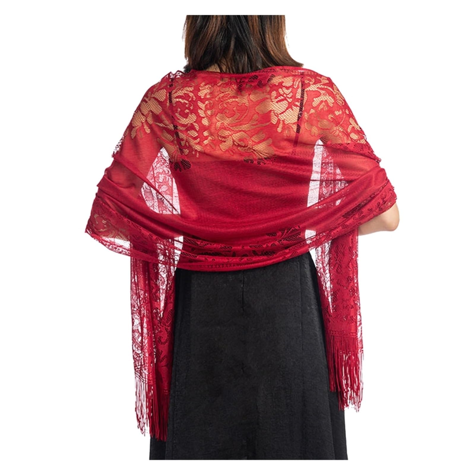 HWJFDC Evening Shawl Summer Shawl Wraps Women Lightweight Formal Shawls And Wraps For Evening Dresses(Red)