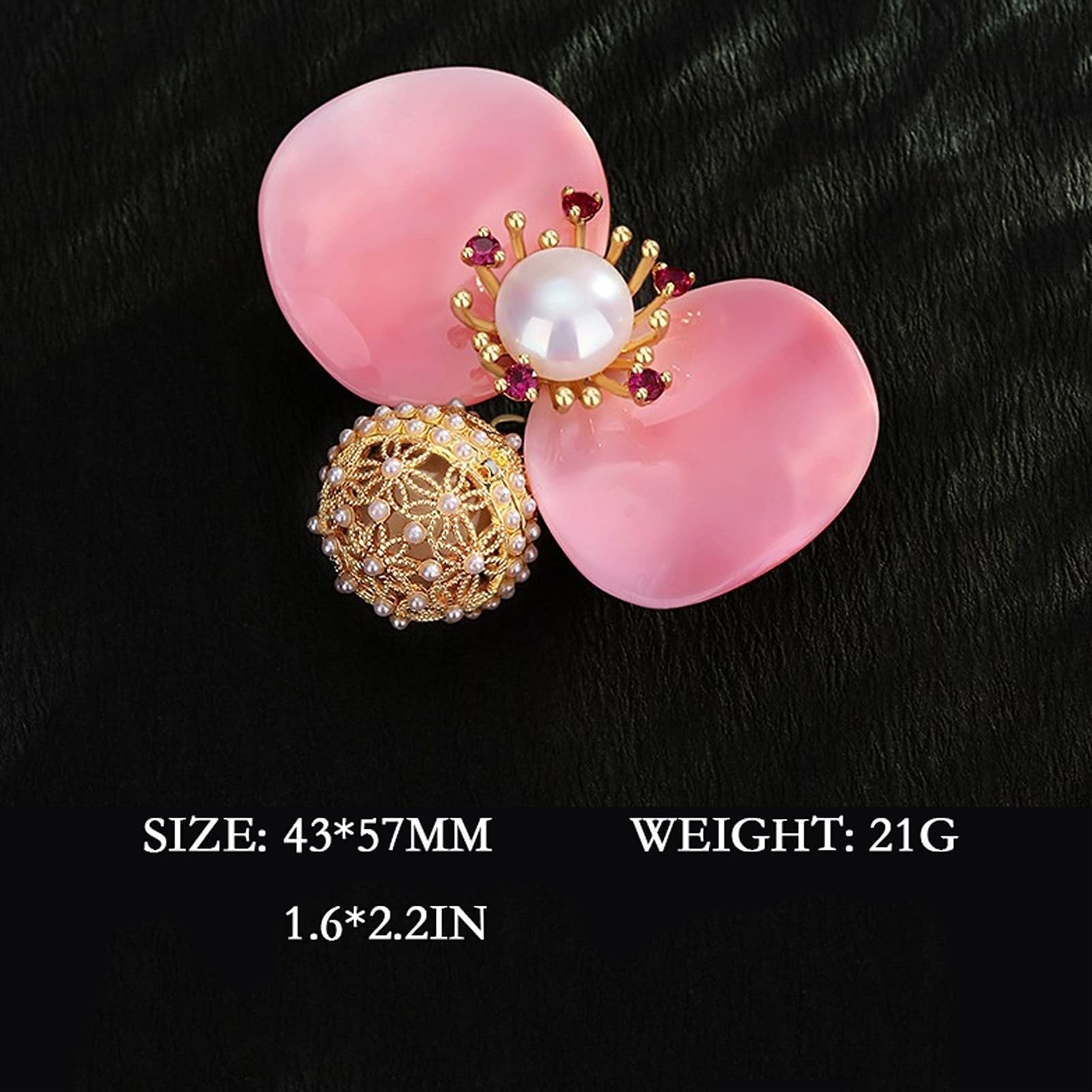 Broche de solapa Fancy Style Conch Shell Petal Broches Pin Exquisito Pearl de agua dulce Corsage for mujer Temperamento Ropa Decoración Broche Accesorio para disfraz de mujer y niña.