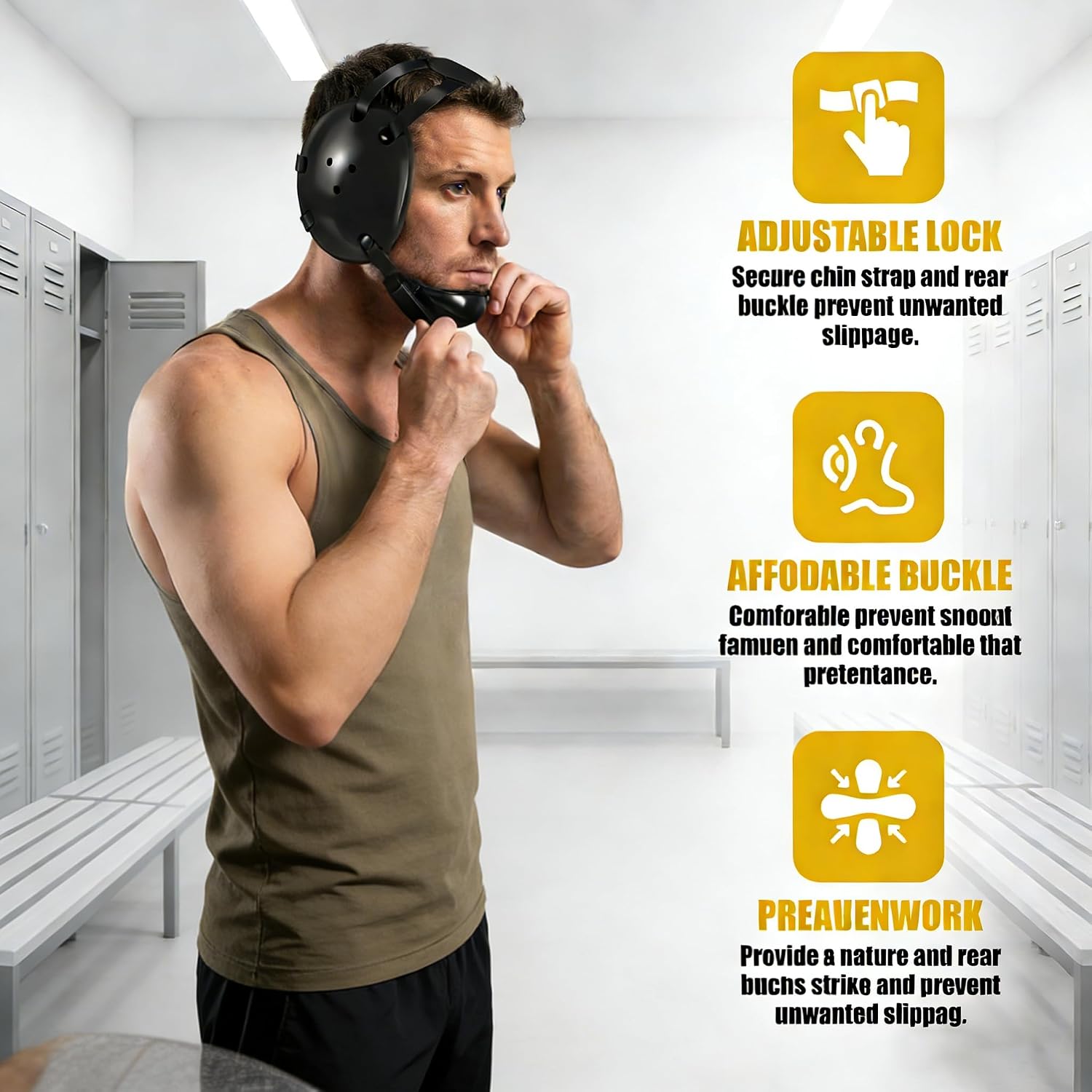 Wrestling Headgear with Chin Cup - Soft Ear Guard, Adjustable Straps, Anti-Shock Sweatproof for Men Women Adults