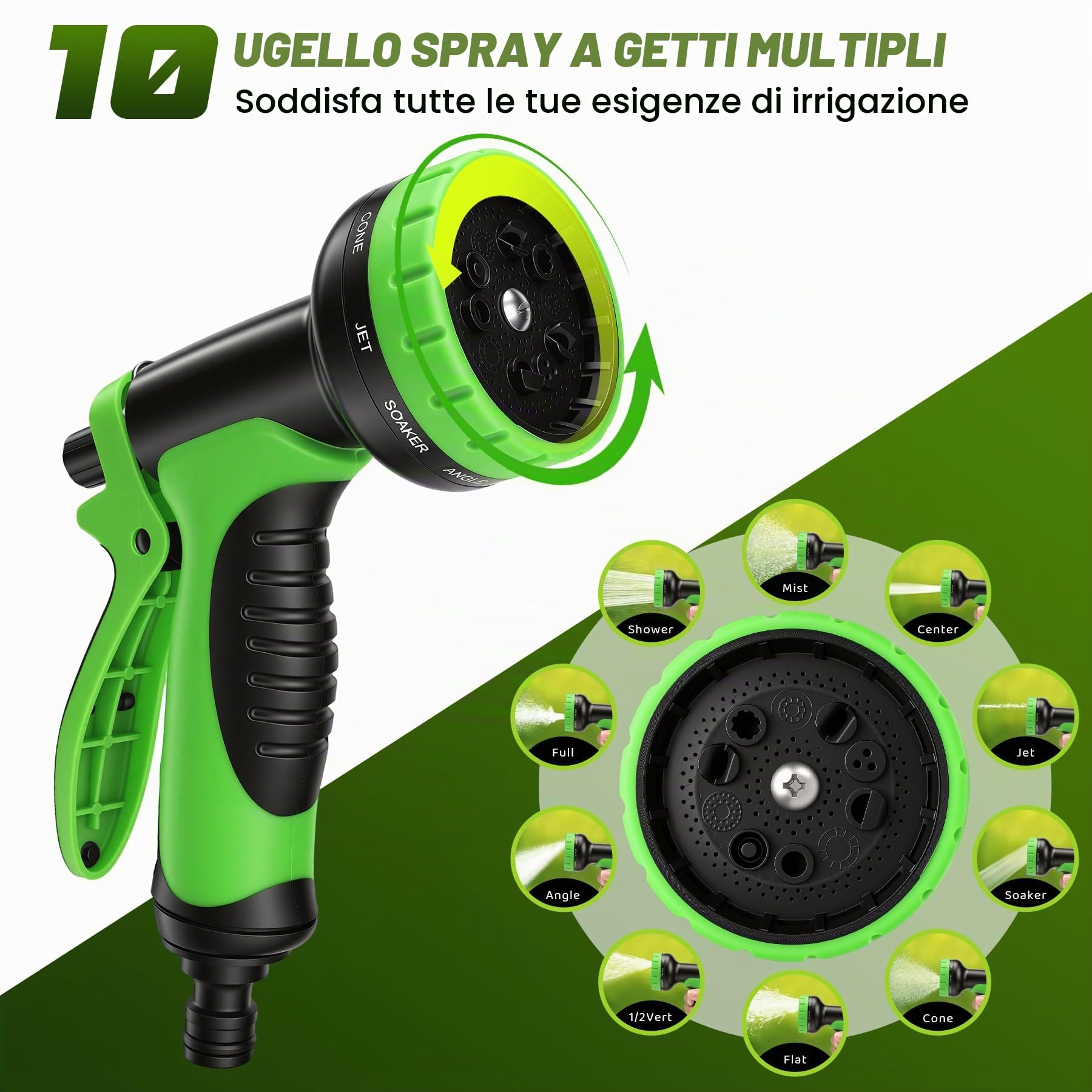 Tubo Acqua Giardino Estensibile 30m, Pistola Acqua a 10 Modalità di Spruzzo, Tubo Flessibile Antigroviglio con con Adattatori 1/2" e 3/4", per Autolavaggio, Giardino, Prato, Bagni Animali