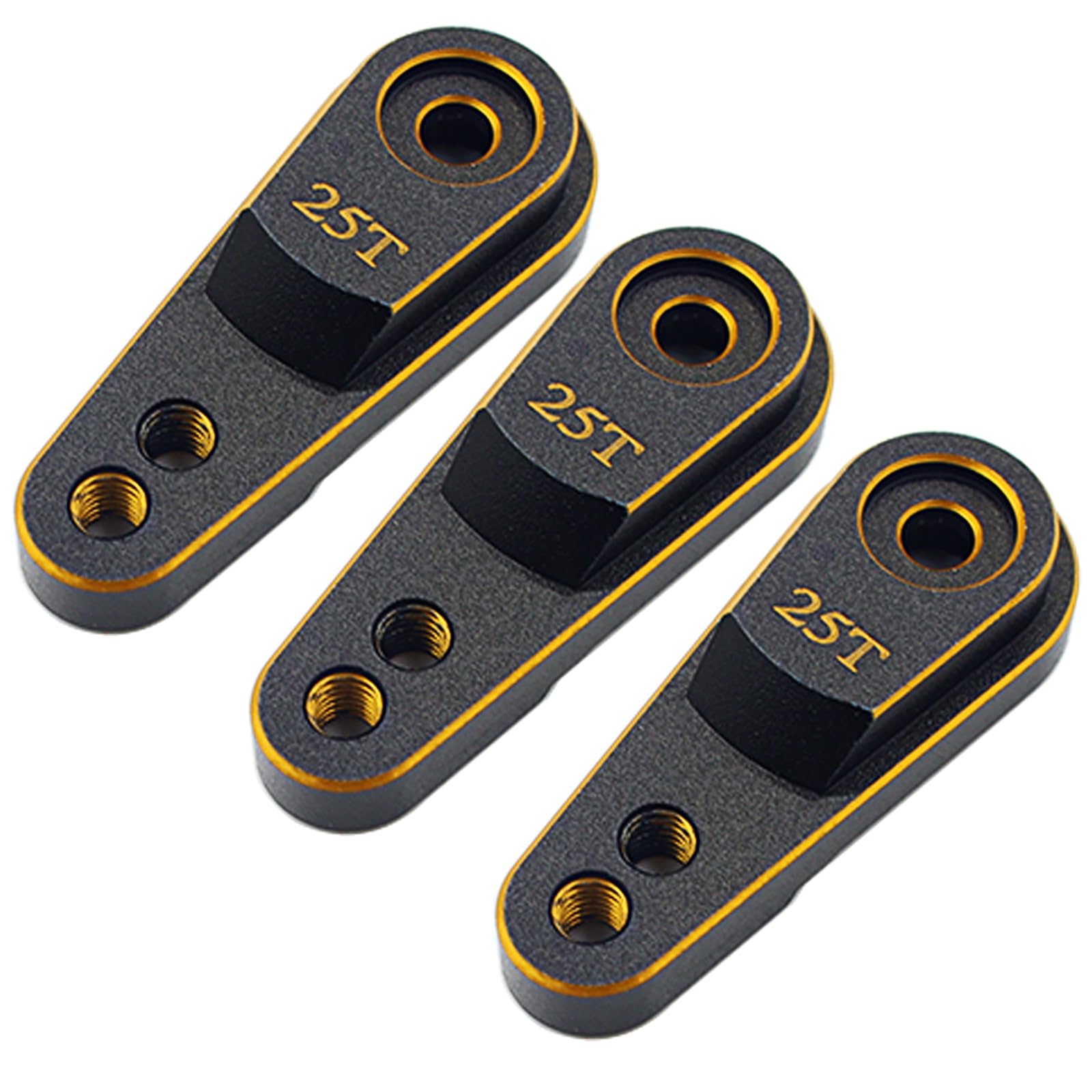 HOPLEX Aluminum Servo Horn 25T Steering Arm Upgrades for Standard Servo Motors Compatible with Traxxas TRX4 Axial SCX10 Tamiya 1/10 RC Crawler Truck(Black Gold)