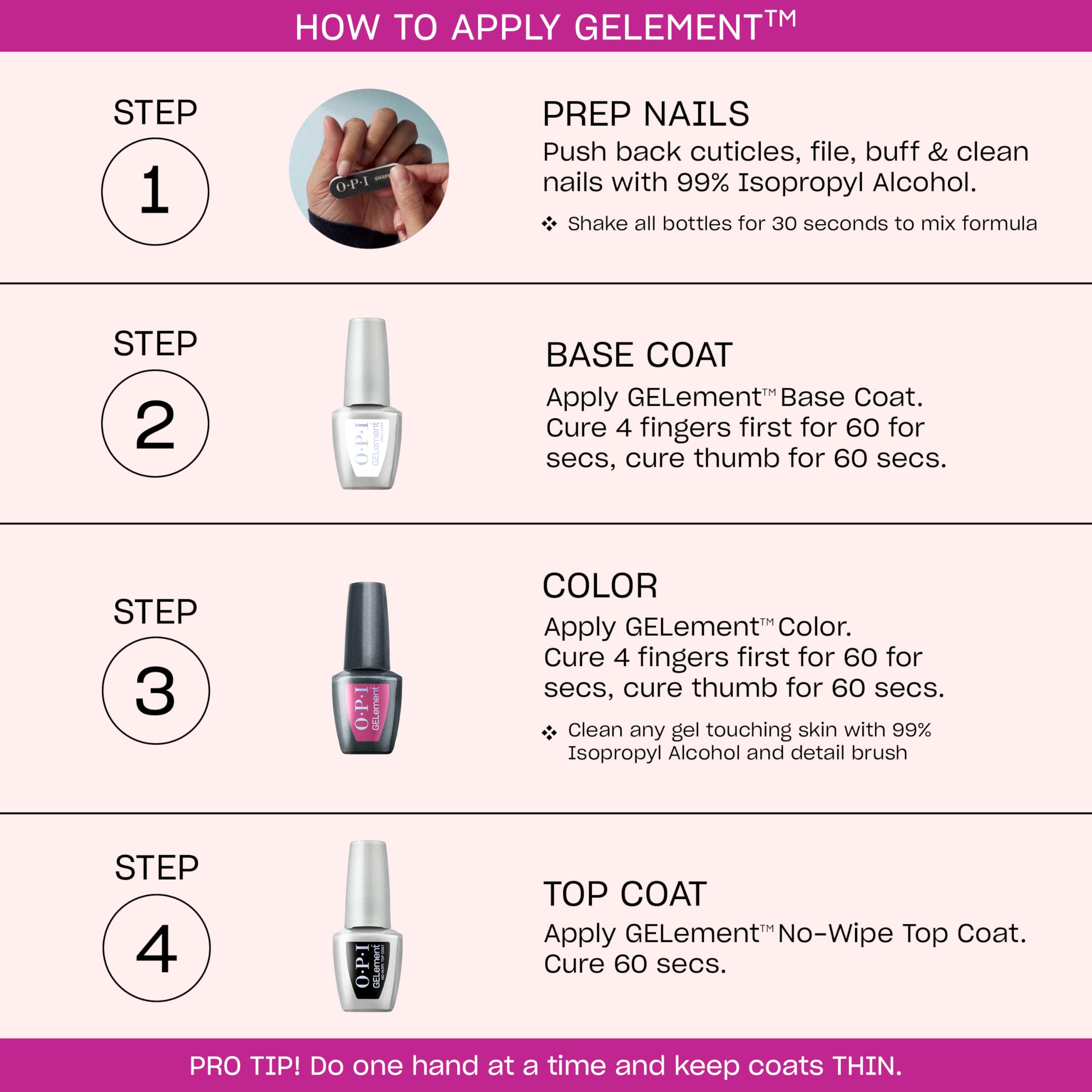 OPI GELement LED Cure Gel Nail Polish System | DIY Salon Quality | Assorted Colors, Base & Top Coat | LED Curing Lamp | Starter Kit + Prep Supplies | Sold Separately | Vegan | Soak Off Removal: Gel Nail Polish Color Let Me Bayou a Mani | Semi-Sheer Soft Nude Pink Crème