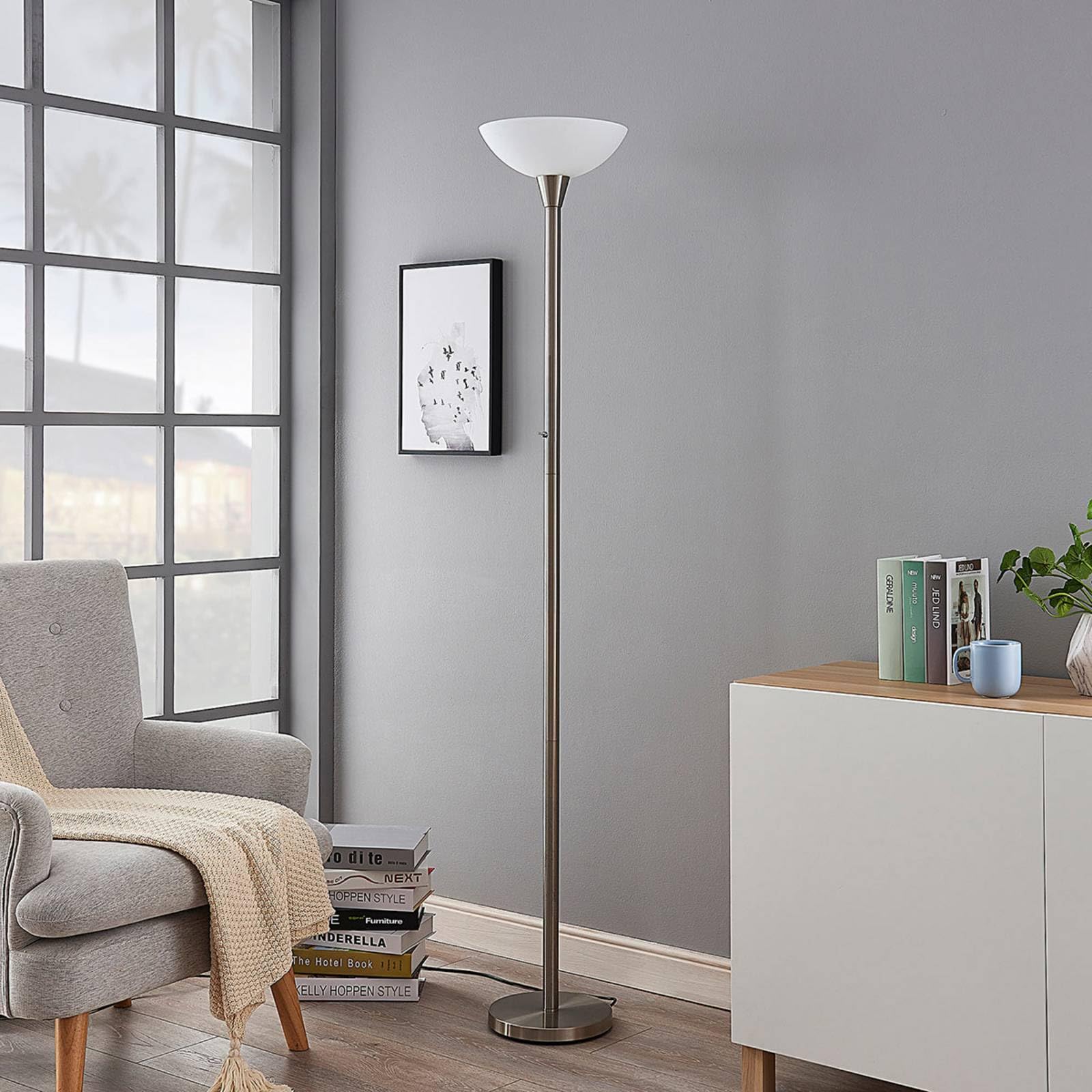 Lindby Lampada da terra (Moderno) colore Grigio, in Metallo ad es. Soggiorno & Sala pranzo lampada pavimento