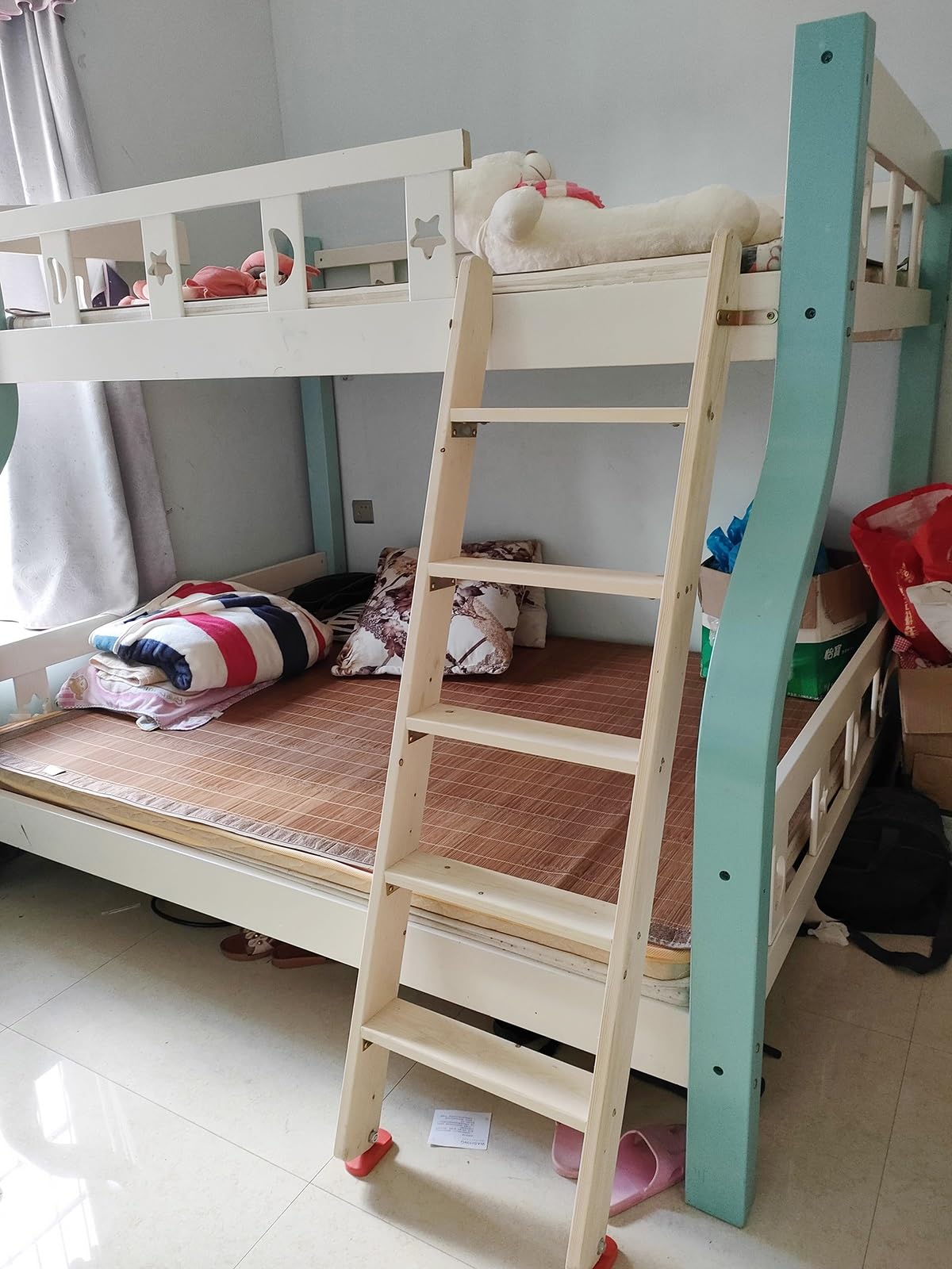 Escaleras para literas, 3, 4, 5, 6, 8, 9, 10 y 12 peldaños, de Repuesto, Escalera Individual o Lateral Angular con Soportes de Gancho, Escalera Estable para Subir al Suelo, Ideal para niños