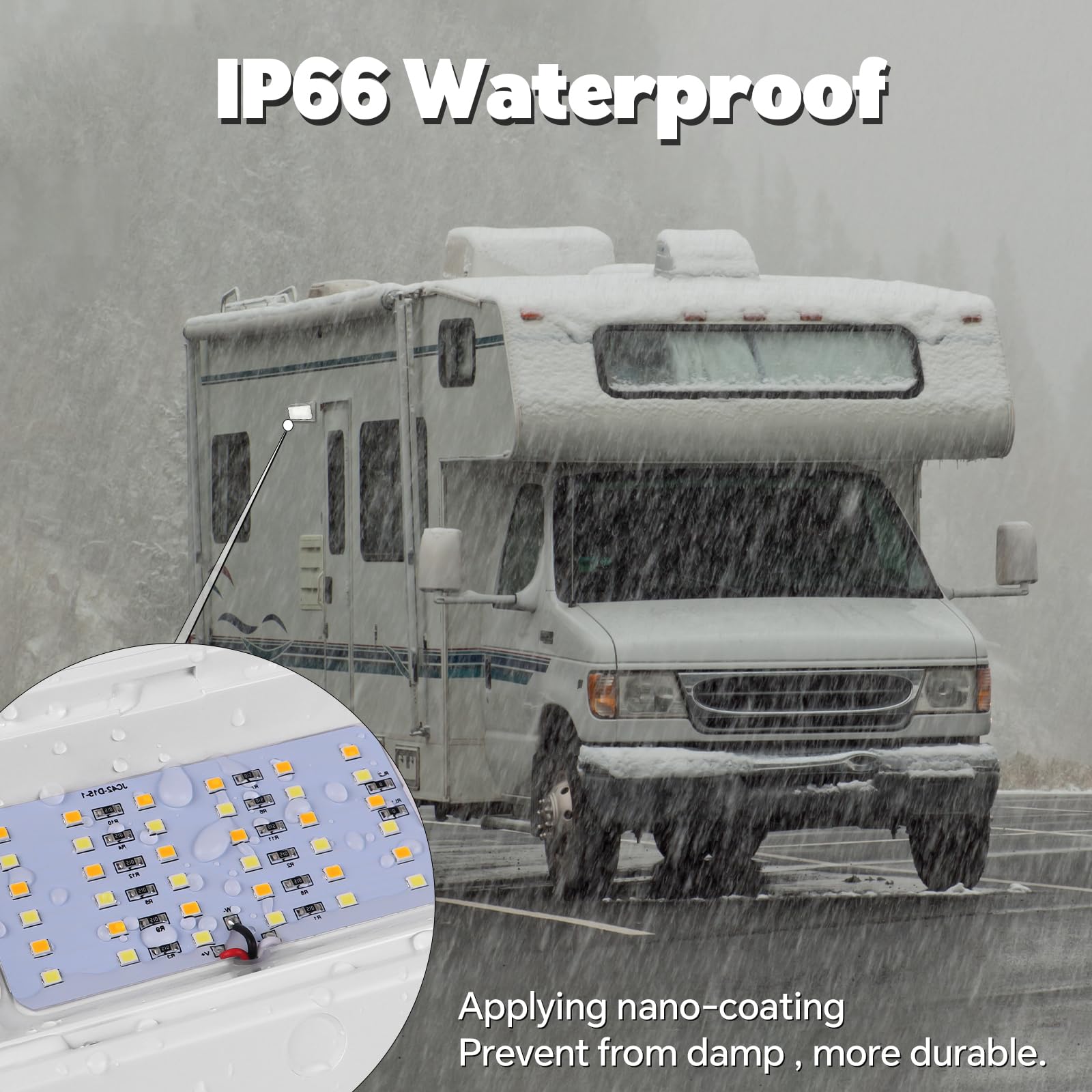 Acegoo Camper Luce LED Portico Doppio Colore Bianco Ambra 12V 410 Lumen IP66 Impermeabile Esterno