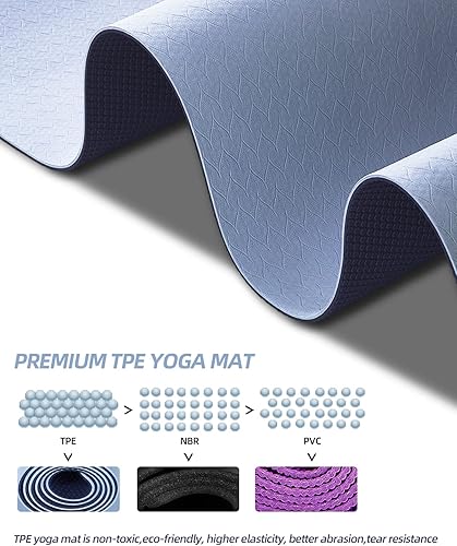 Miniatura 3 de COOLMOON Alfombrilla de yoga extra gruesa de 14 de pulgada de doble cara, antideslizante, esterilla de yoga para mujeres y hombres, esterillas de
