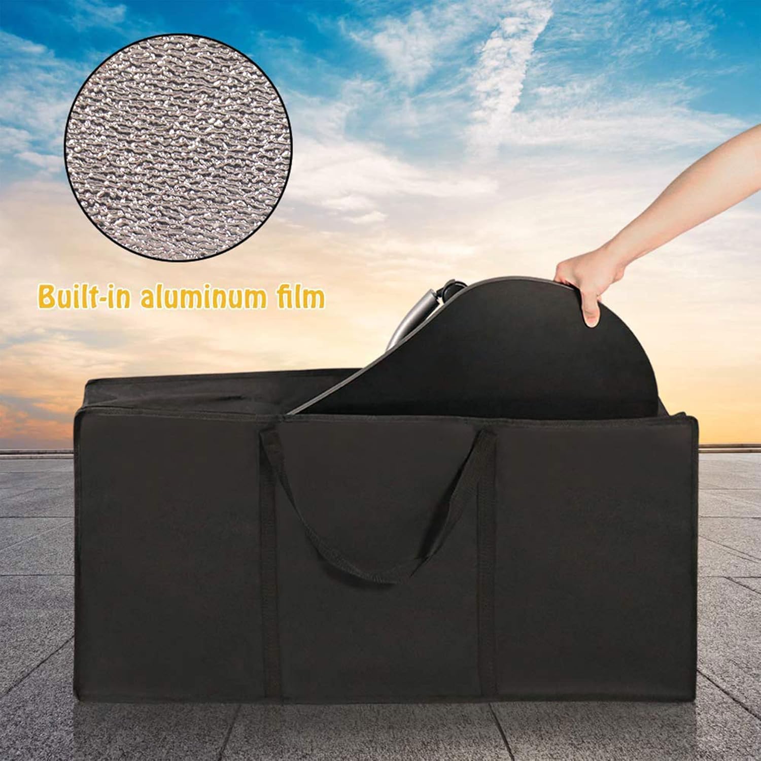 Black Foldable Manicure Table with Drawer and Wheels