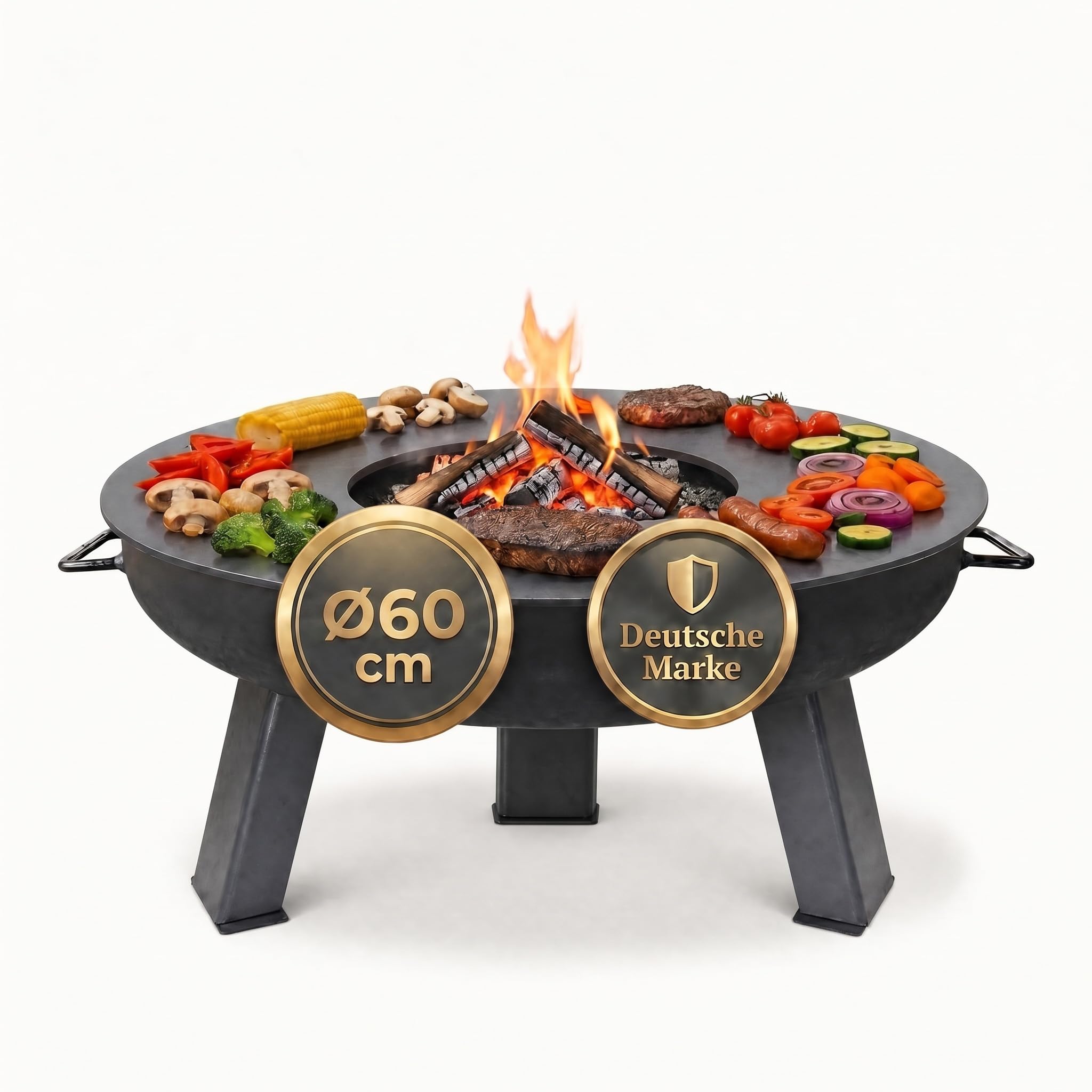Plancha Ø 60 cm Feuerring Feuerplatte Grillring für Feuerschale, Feuertonne - Grillplatte aus Stahl 4mm Dick (Lieferumfang 1x Plancha ohne Feuerschale)