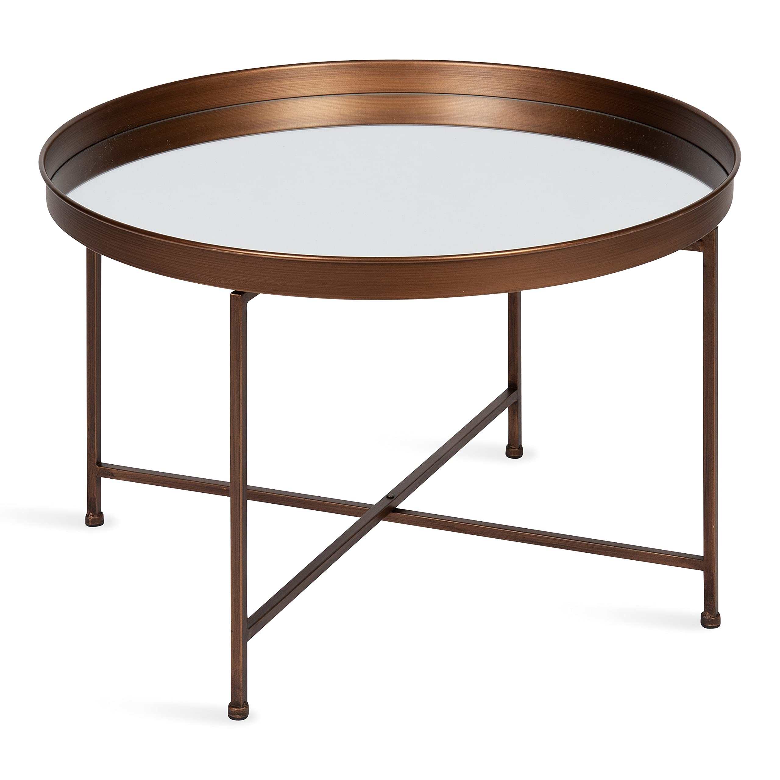 Kate and Laurel Celia Modern Coffee Table; 28 x 28 x 19; Bronze; Glamorous Folding Metal Table for Storage and Display