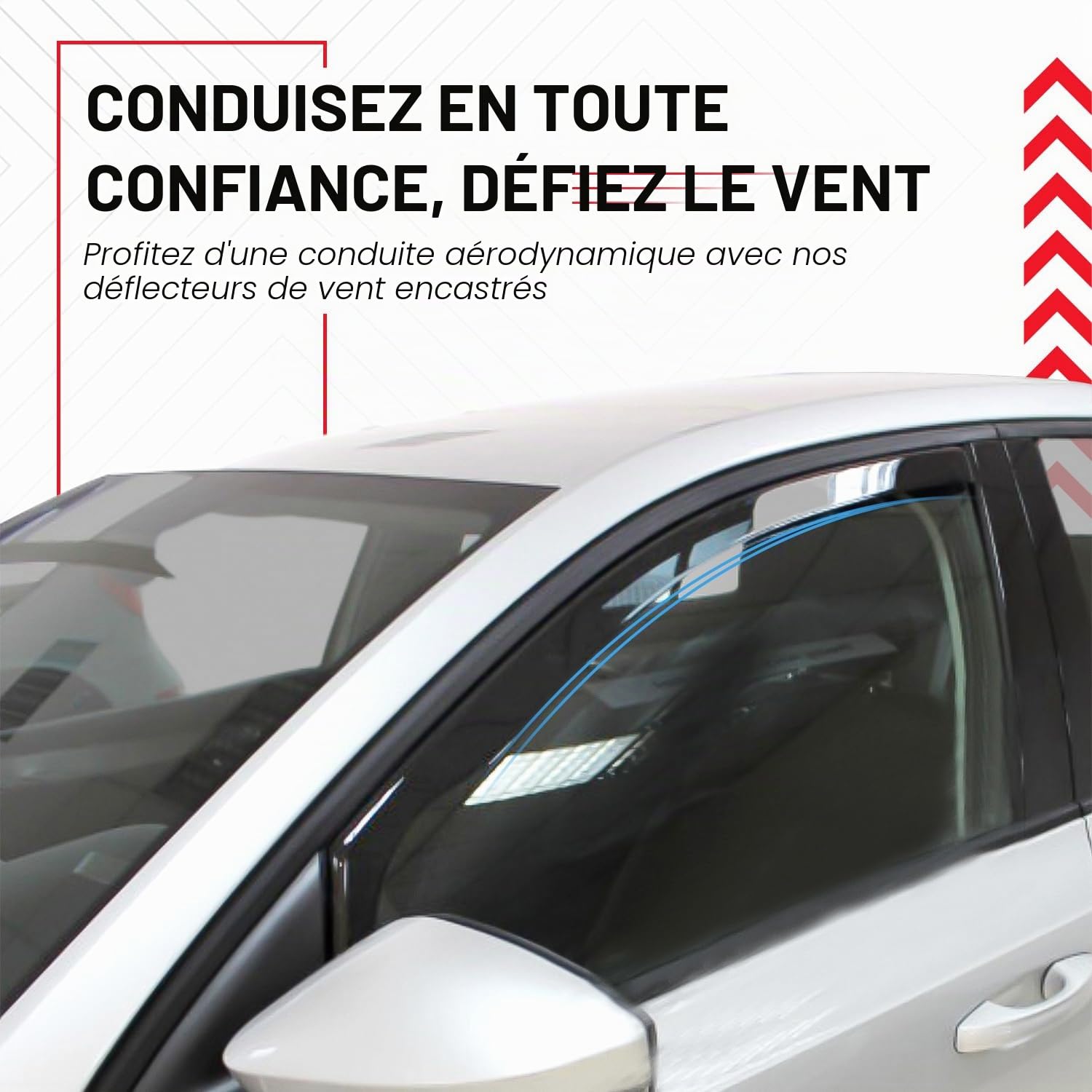 Lot de 2 déflecteurs d'air de type canal compatibles avec Renault Trafic X83, Vauxhall/Opel Vivaro A, Nissan Primastar Van Minibus 2001 à 2014