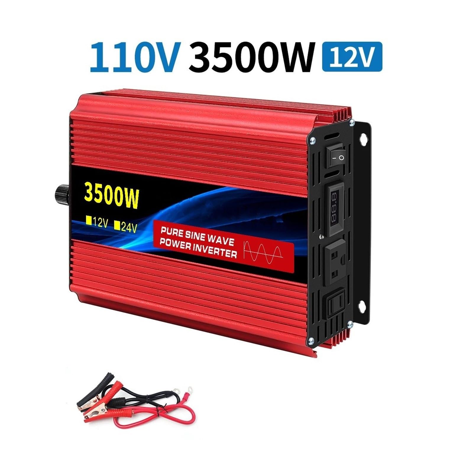 Inversor Onda Sinusoidal Pura 12 V/24 V A CA 110 V 60 Hz Convertidor Portátil Voltaje 6000 W para Coche con Transferencia LED Convertidor(12V 60HZ,3500W)