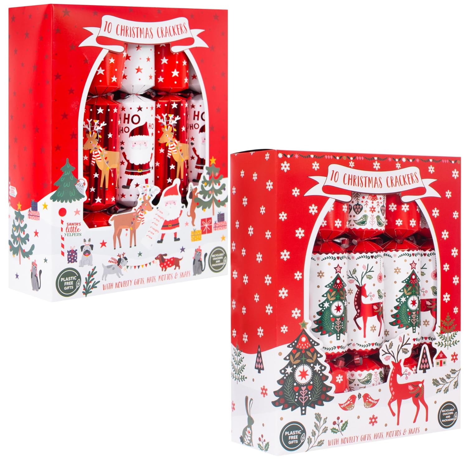 Yöl Red Set Of 20 Christmas Crackers Santa Nordic Design Festive Table Decorations Reindeer Xmas Tree Party