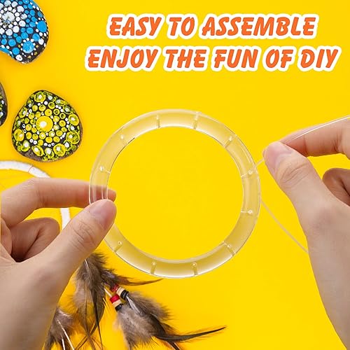 Miniatura 4 de 12 piezas de carillón de viento suministros DIY transparente círculos superiores de campanillas de viento, kit de marcos de piezas de atrapasoles