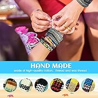 Vista 3 de 18 Pcs Boho Surfer Beach Bracelet Ankle Adjustable Beaded Anklets, Handmade Hippie Braided Bracelets Waterproof, String Rope Ankle Bracelets for Men