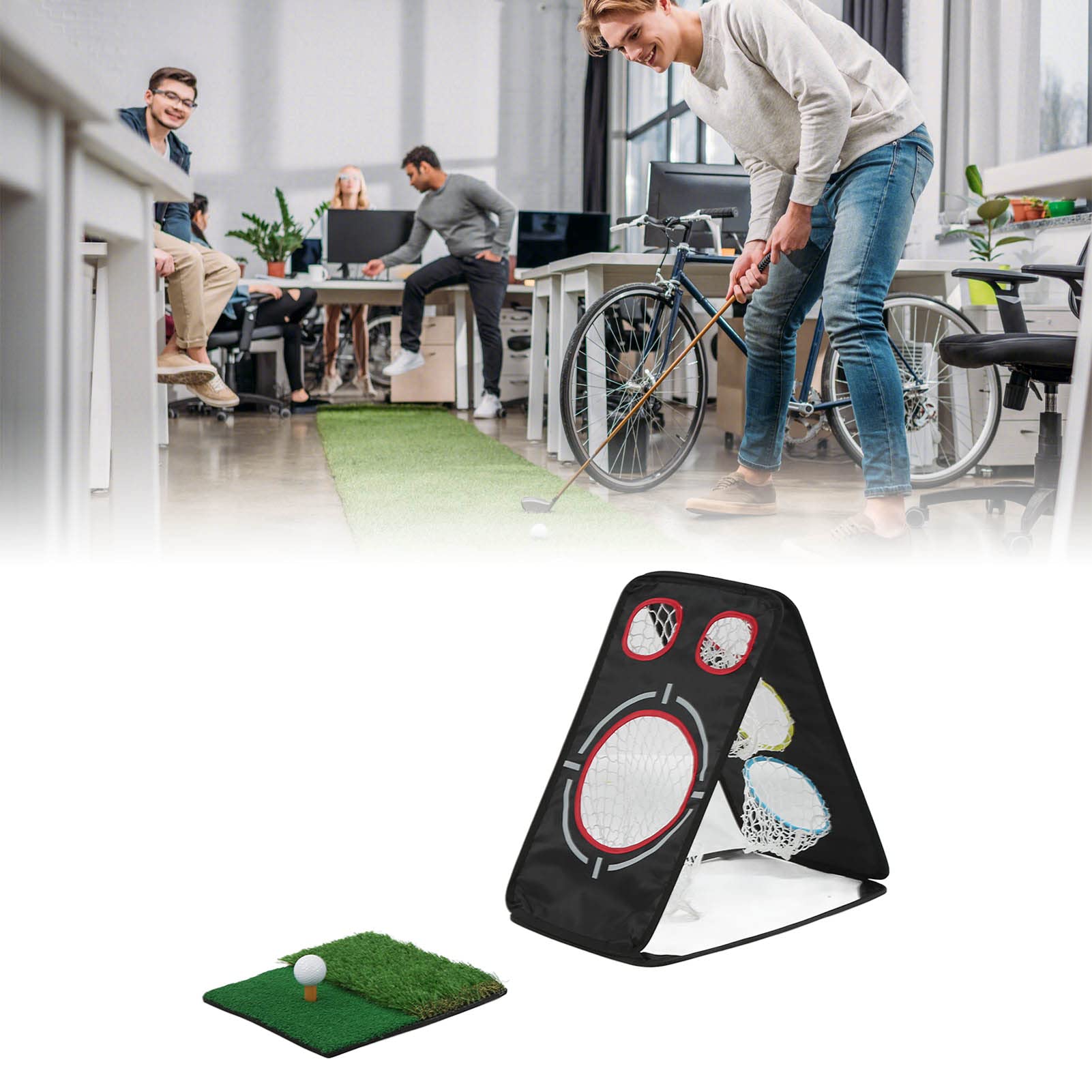 Red de astillado portátil para Entrenamiento de Golf, Juego de Red de práctica de Golpe Plegable de Doble Cara, Material de Nailon Duradero para Patios, Parques, Campos de Golf