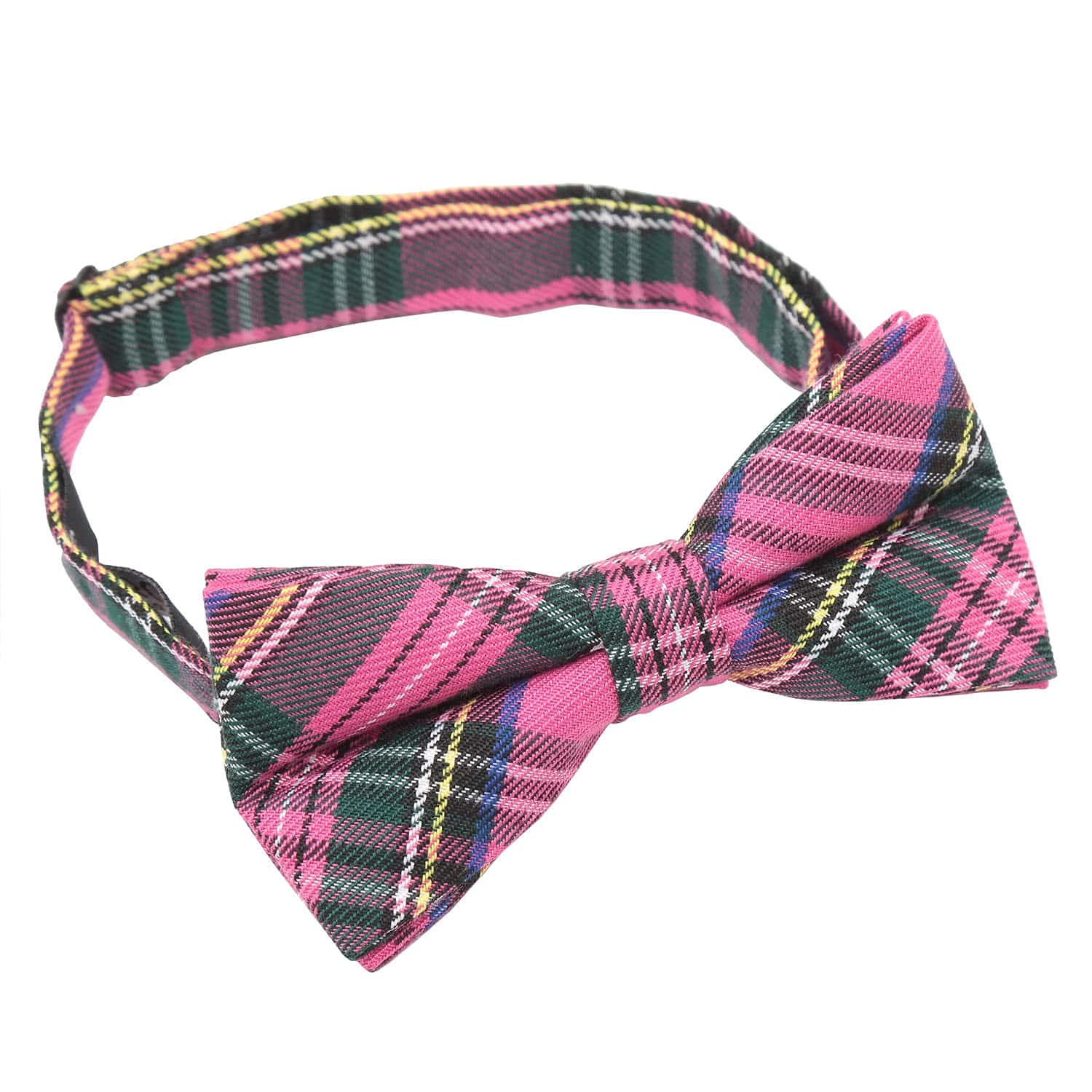DQT Mens Tartan Plaid Pre-Tied Bow Tie – Adjustable Wedding & Formal Bowtie - Pink