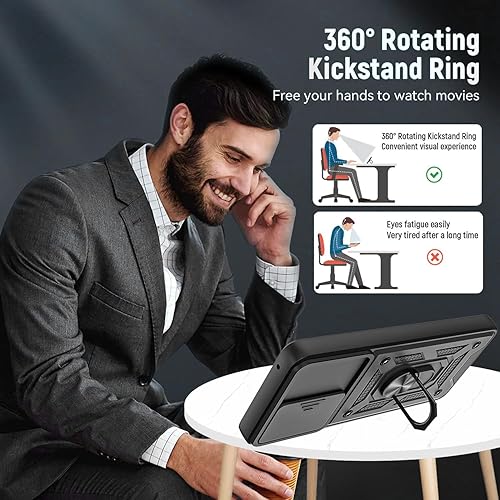 Miniatura 4 de Funda para Galaxy A53 5G, Samsung A53 5G con protector de pantalla de vidrio templado, grado militar, doble a prueba de golpes, con función atril,