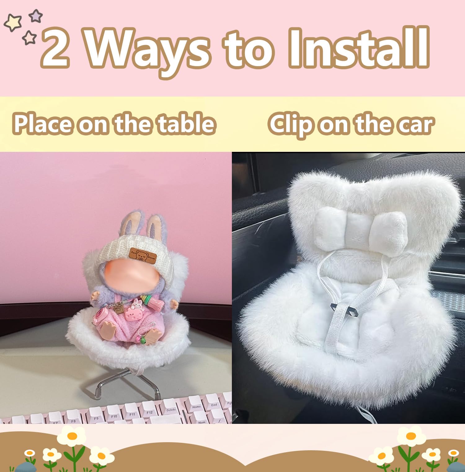 Siège Auto Pour Poupées Avec Coussin En Peluche - Décoration Mignonne Pour Évent De Voiture