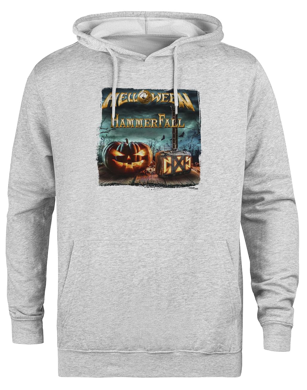 Helloween Hammerfall Tournée Live United Forces Sweat à Capuche Gris Unisexe Veste à Capuche Écologique Unisex Grey Hoodie Eco-Friendly Hooded Jacket