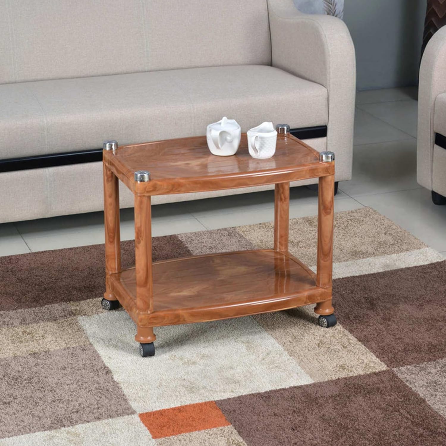 Nilkamal CENTBL2 Contemporary Center Trolley Coffee Table/Tea Table/Teapoy for Home/Living Room/Office & Outdoor (Plastic), Pear Wood (B07P7K1DXR) Amazon Price History, Amazon Price Tracker