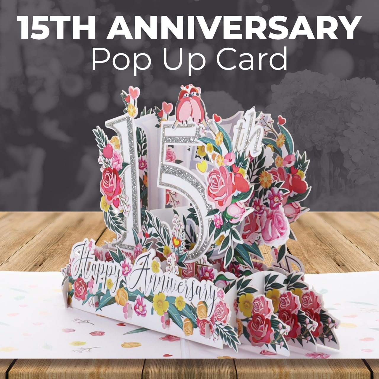 iGifts And Cards 3D Pop Up 15th Anniversary Card – 15 Year Wedding