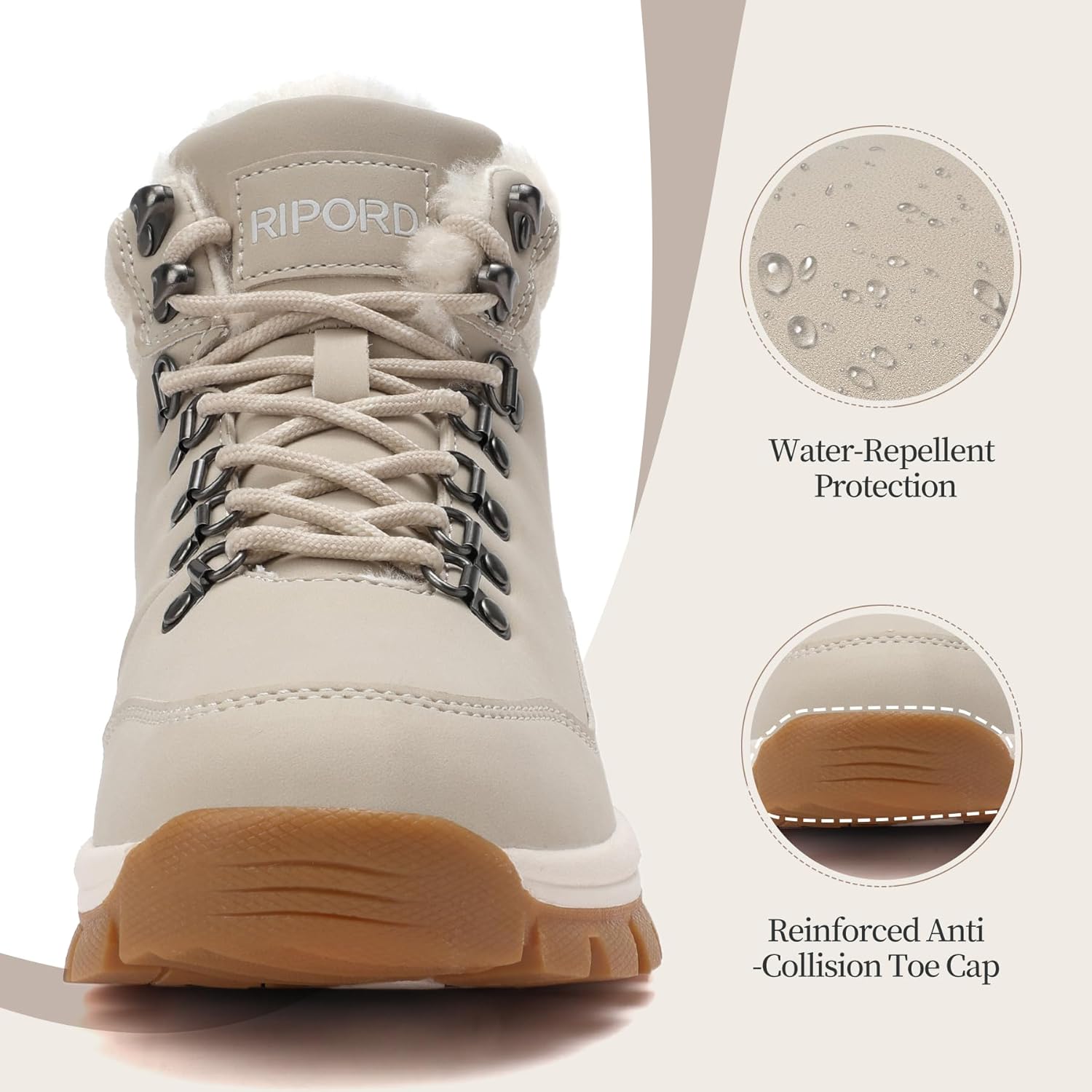 Mens Womens Winter Boots Warm Fur Lined Snow Boots Non Slip Winter Shoes - Image 6