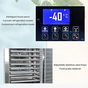 Kolice Commercial 10 Trays Shock Freezing Blast Chiller & Freezer, Chest Freezer, Frozen Dough, Pastry, Ice Cream, dumplings Blast Freezer, Lowest Temperature -40F(-40C)
