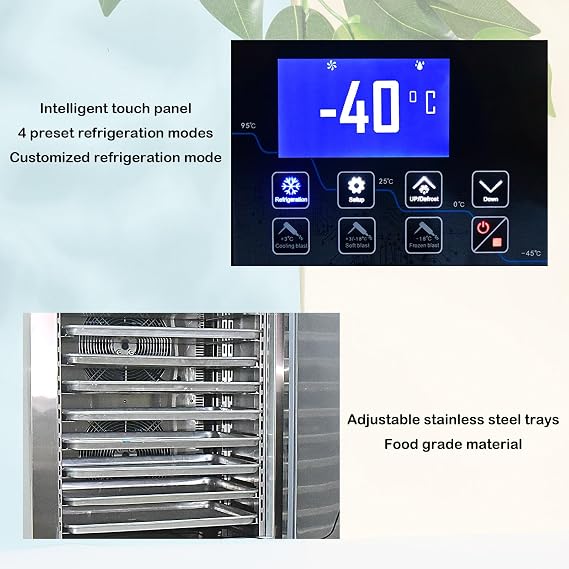 Kolice Commercial 10 Trays Shock Freezing Blast Chiller & Freezer, Chest Freezer, Frozen Dough, Pastry, Ice Cream, dumplings Blast Freezer, Lowest Temperature -40F(-40C)