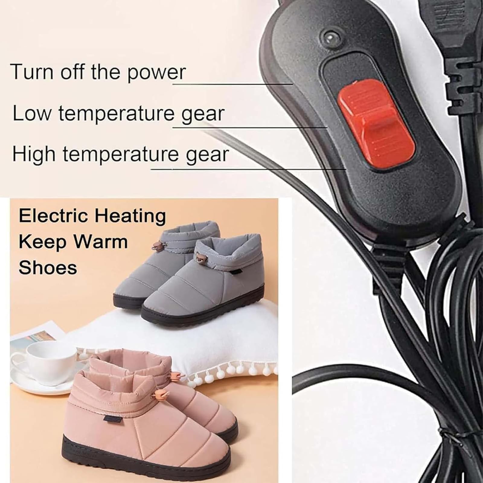 Ciabatte Riscaldate Elettriche Inverno Scaldapiedi in Morbido Confortevole Pantofole Riscaldamento Elettrico USB per Interni Ed Esterni per Uomo E Donna Scaldapiedi Elettrico,A,42/44