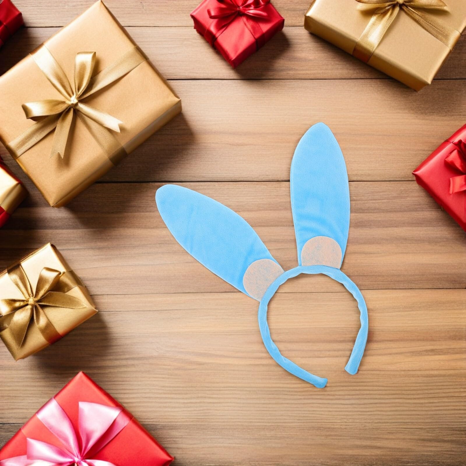 TOYANDONA Serrage-tête Oreilles de Lapin Bleu pour Fête, Accessoire de Déguisement Léger et Confortable, Bandeau Costume Lapin Carnaval, Anniversaire et Halloween