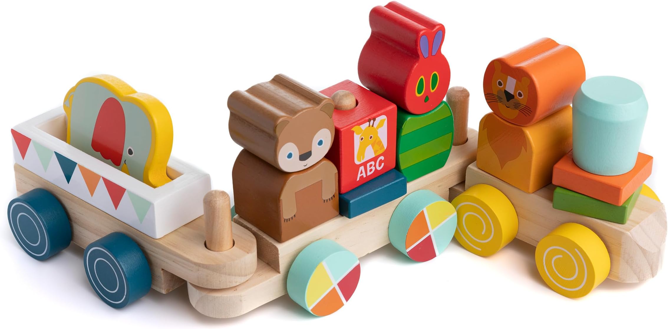 KIDS PREFERREDWorld of Eric Carle The Very Hungry Caterpillar Wooden Train Set, 15 Pieces