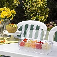 Vista 7 de MOLIGOU Servidor de condimentos en hielo, caddy refrigerado con 5 compartimentos extraíbles, contenedor de bandeja de servir refrigerada con tapa